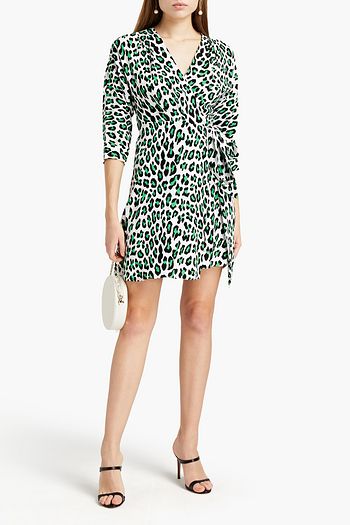 DIANE VON FURSTENBERG Sheena leopard-print crepe mini wrap dress