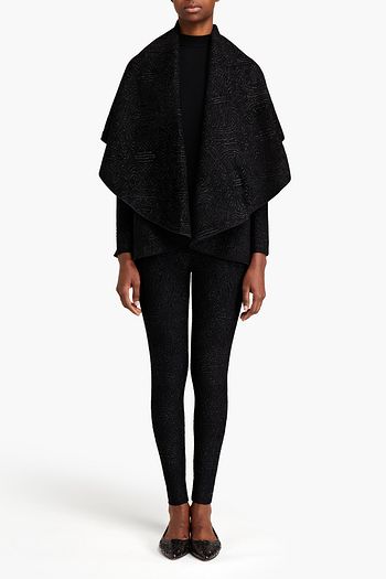 ALAÏA Draped metallic jacquard-knit cape