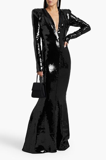 ALEXANDRE VAUTHIER Fluted sequined stretch-jersey gown