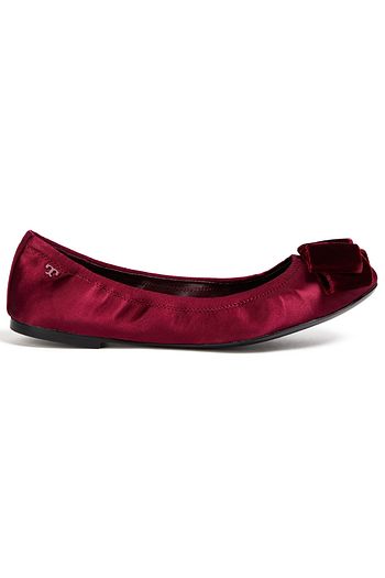 TORY BURCH Bow-embellished satin ballet flats