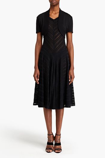 ALAÏA Paneled pointelle and stretch-knit bolero