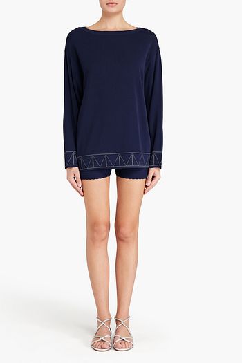 ALAÏA Jacquard-trimmed stretch-knit sweater