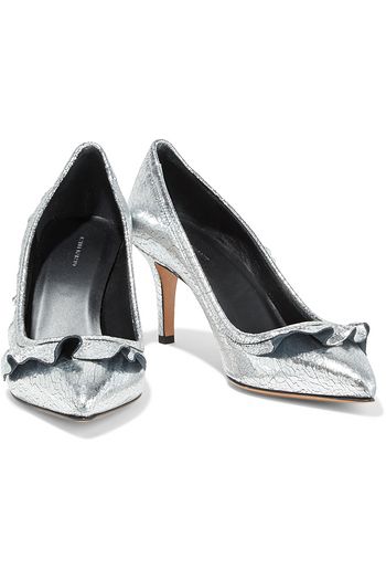 ISABEL MARANT Poween ruffled metallic cracked-leather pumps