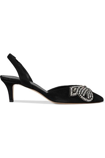 ISABEL MARANT Pagda crystal-embellished suede slingback pumps