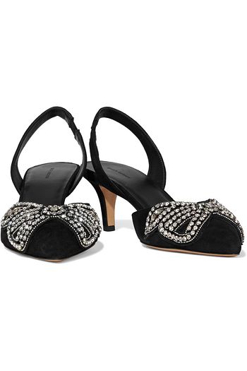 ISABEL MARANT Pagda crystal-embellished suede slingback pumps