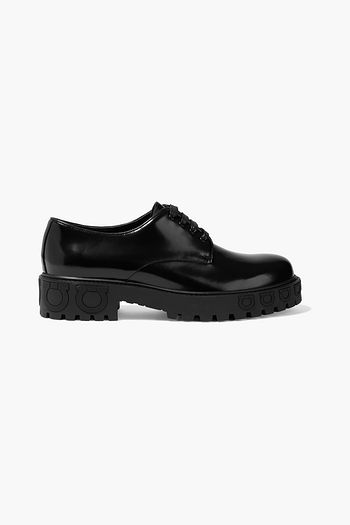 SALVATORE FERRAGAMO Calvello glossed-leather platform brogues