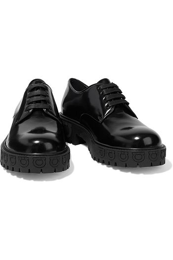 SALVATORE FERRAGAMO Calvello glossed-leather platform brogues