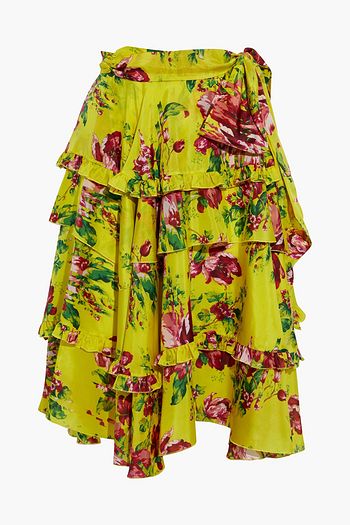 ALEXANDRE VAUTHIER Tiered floral-print silk crepe de chine skirt