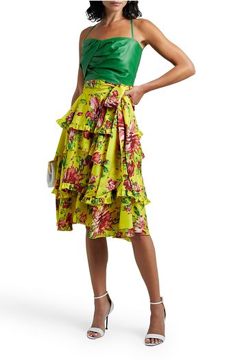ALEXANDRE VAUTHIER Tiered floral-print silk crepe de chine skirt