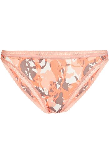 CALVIN KLEIN Lace-trimmed printed stretch-jersey low-rise briefs