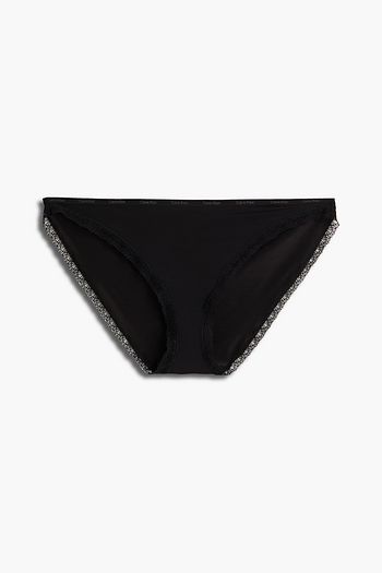 CALVIN KLEIN Lace-trimmed stretch-jersey low-rise briefs