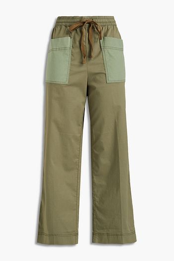 TORY BURCH Hose mit weitem Bein aus Twill aus einer Baumwollmischung mit Canvas-Einsatz