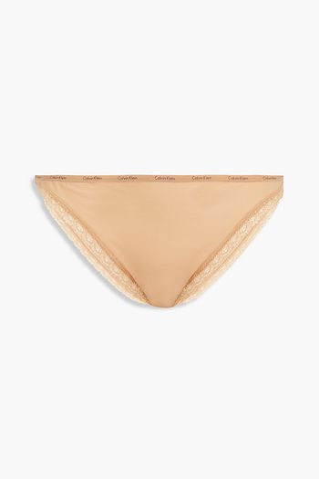 CALVIN KLEIN Lace-trimmed stretch-jersey low-rise briefs