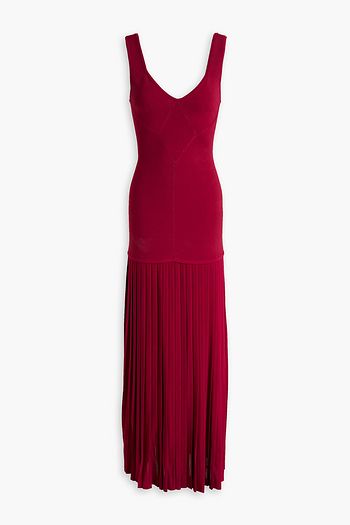 ALAÏA Charleston jersey-paneled pointelle-trimmed ponte maxi dress