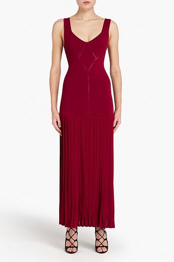 ALAÏA Charleston jersey-paneled pointelle-trimmed ponte maxi dress