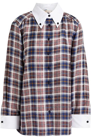 TORY BURCH Garrett Bluse aus Seidensatin mit Karomuster