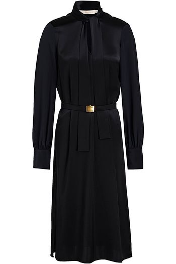 TORY BURCH Midikleid mit Einsätzen aus Crêpe de Chine und Cady, Gürtel und Schluppe