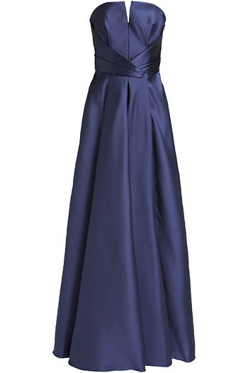 ALBERTA FERRETTI Strapless pleated gazar gown