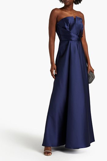 ALBERTA FERRETTI Strapless pleated gazar gown
