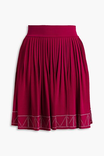 ALAÏA Pleated jacquard-knit mini skirt