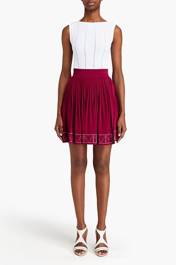 ALAÏA Pleated jacquard-knit mini skirt