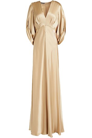 ALBERTA FERRETTI Drapierte Robe aus Seidensatin mit Falten