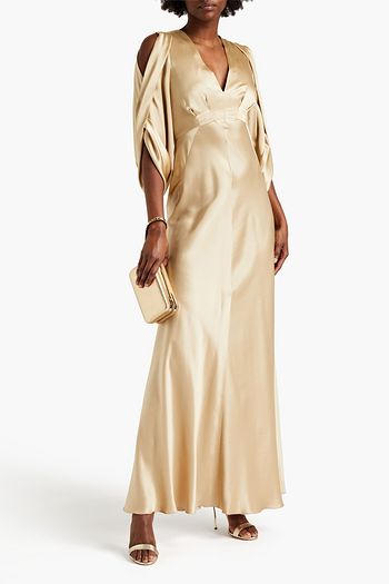 ALBERTA FERRETTI Drapierte Robe aus Seidensatin mit Falten