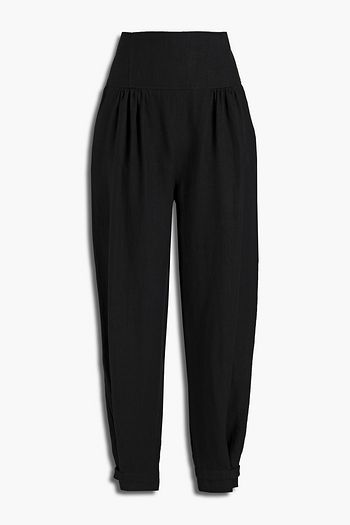 ALBERTA FERRETTI Gathered linen tapered pants