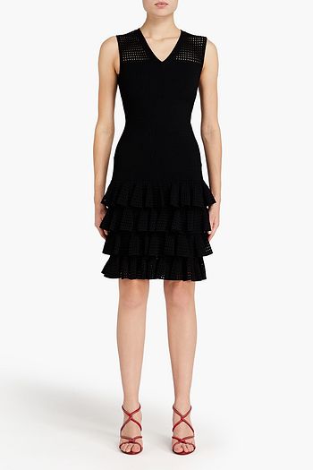 ALAÏA Gestuftes Kleid aus Jacquard-Strick