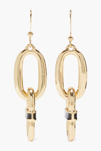 KENNETH JAY LANE 22-karat gold-plated enamel earrings