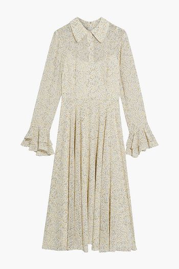 MIKAEL AGHAL Ruffle-trimmed floral-print crepe de chine dress