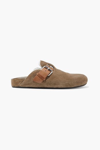 ISABEL MARANT Mirvin buckled shearling-lined suede slippers