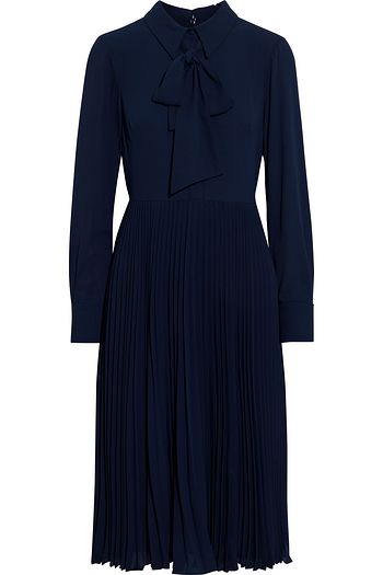 MIKAEL AGHAL Pussy-bow pleated crepe de chine dress