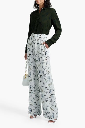 LELA ROSE Maggie printed crepe wide-leg pants