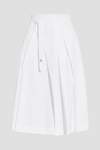 LORO PIANA Courtney belted pleated cotton-poplin skirt