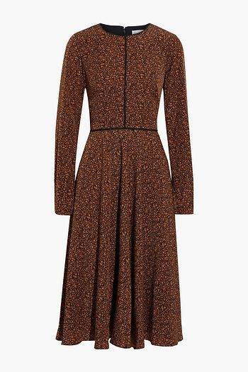 MIKAEL AGHAL Flared floral-print crepe dress