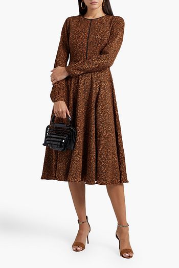 MIKAEL AGHAL Flared floral-print crepe dress