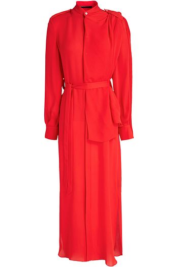 ROLAND MOURET Belted silk-georgette midi shirt dress