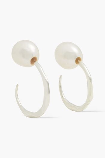 CORNELIA WEBB Silver-plated freshwater pearl hoop earrings