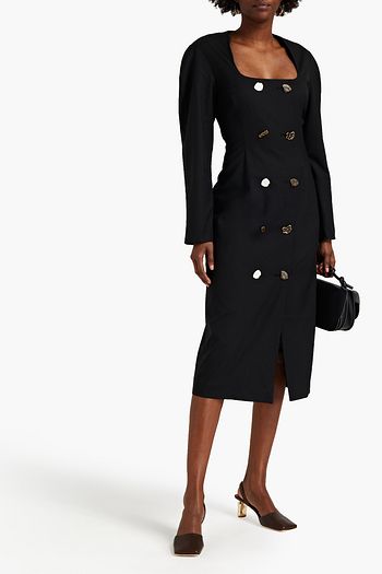 REJINA PYO Camila button-embellished wool-blend midi dress