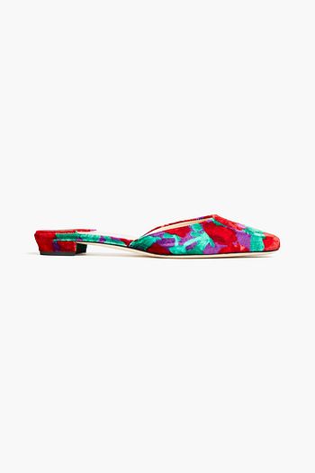 MAGDA BUTRYM Floral-print velvet slippers