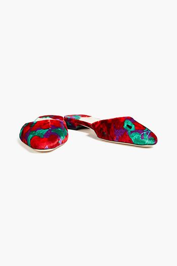 MAGDA BUTRYM Floral-print velvet slippers