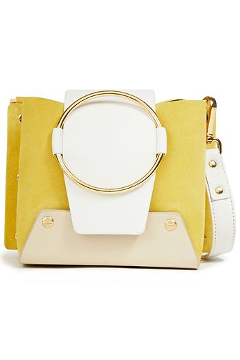 YUZEFI Mini Delila studded suede and pebbled-leather shoulder bag