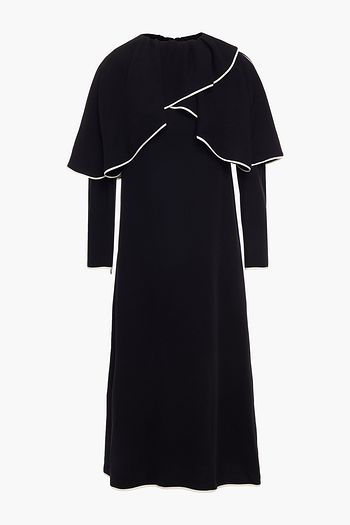 VALENTINO Cold-shoulder layered silk-crepe midi dress