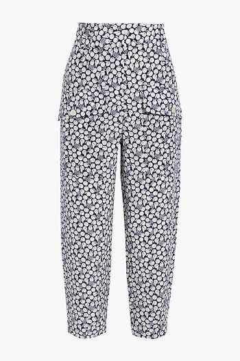 STELLA MCCARTNEY Cropped printed silk crepe de chine straight-leg pants