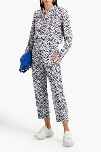 STELLA MCCARTNEY Cropped printed silk crepe de chine straight-leg pants