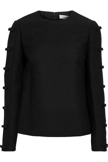 VALENTINO Cutout bow-embellished wool and silk-blend top