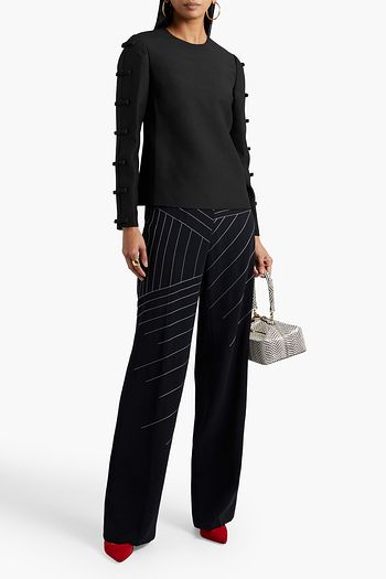 VALENTINO Cutout bow-embellished wool and silk-blend top