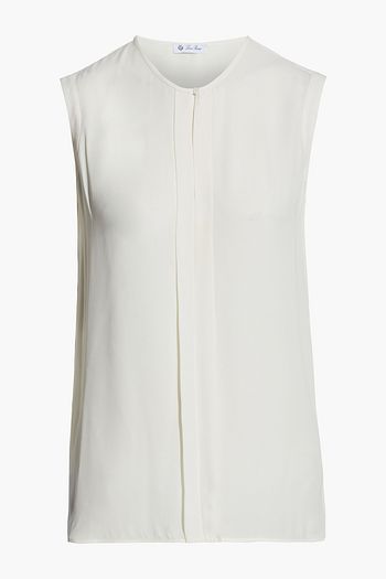 LORO PIANA Pintucked silk crepe de chine top