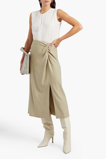 LORO PIANA Pintucked silk crepe de chine top